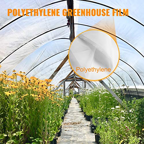 Happybuy Greenhouse Film 8 x 25 ft, Greenhouse Polyethylene Film 6 Mil, Clear Greenhouse Plastic Greenhouse Plastic Film UV Resistant, Polyethylene Film to Keep Warming, Superior Strength