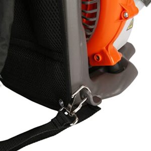 1.25 KW Leaf Blower Backpack Style 52 Cubic Centimeter 550 CFM Adjustable Tube Gas Powered Dust Blower Supplies Gasoline Blower for Garden Lawn Care Orange