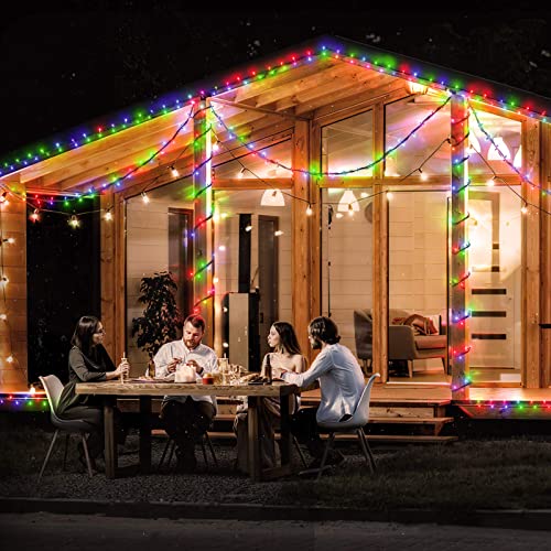 Solar Christmas String Lights Outdoor - 2 Pack 72ft 200 Led 8 Modes Solar Fairy String Light Outdoor Waterproof for Garden , Patio , Fence , Balcony , Backyard , Porch , Party Decoration (Multicolor)