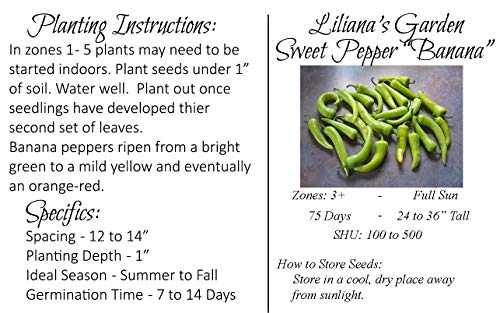 Liliana's Garden Sweet Pepper Seeds - Banana Pepper - Heirloom