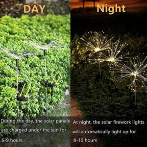 Solar Firework Lights Outdoor Waterproof Landscape Lights Flashing Fairy String Lights Starburst Lights for Garden Patio Yard Decorative (Warm White)