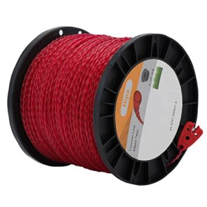 hipa 3 pounds 2.7 mm/.105″ string trimmer line round twist 105 inch red commercial trimmer line heavy duty for grass string spool universal brushcutter wire trimmers yard