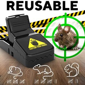 Instant Mouse Mice Traps Pack of 6 - for House, Indoor & Outdoor - Easy Setup & Reusable w/Powerful Spring - Quick & Effective Mousetrap Catcher, Best Traps to Remove Unwanted Rodents from Your Home