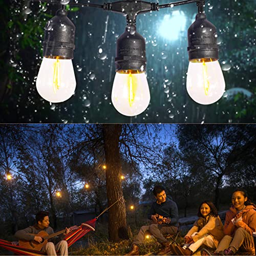 GLSbuld Outdoor String Lights, Patio String Lights with Bright 2W Shatterproof LED Bulbs for Patio, Backyard, Party, Porch, Bistro, Cafe Bar, Garden Outdoor (Plug, 48FT)