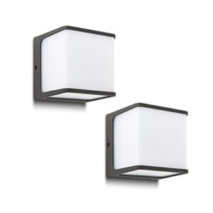 lutec 2 packs telin led sconces wall lighting indoor outdoor wall light 14.5w warm white 3000k 1000lumen with opal pc diffuser for porch, garage, garden, entryway