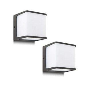 LUTEC 2 Packs TELIN LED Sconces Wall Lighting Indoor Outdoor Wall Light 14.5W Warm White 3000K 1000Lumen with Opal PC Diffuser for Porch, Garage, Garden, Entryway