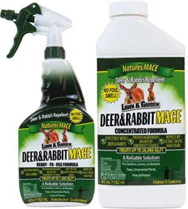nature’s mace deer & rabbit 40oz spray & concentrate/covers 29,400 sq. ft. / repel deer from your home & garden/safe to use around children, plants & produce/protect your garden instantly