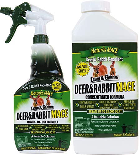 Nature's MACE Deer & Rabbit 40oz Spray & Concentrate/Covers 29,400 Sq. Ft. / Repel Deer from Your Home & Garden/Safe to use Around Children, Plants & Produce/Protect Your Garden Instantly