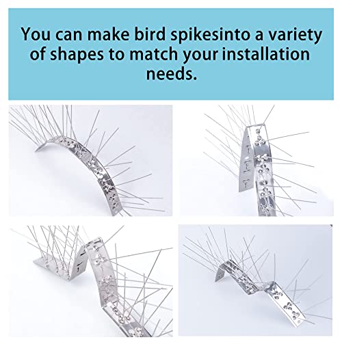 Hausse Stainless Steel Bird Spikes 10 Pack, Squirrel Small Birds Pigeons Crows and Woodpeckers Deterrent Devices Bird Repellent Spikes, Assemble Easily Covers 10 Feet for Outdoor Wall Fence