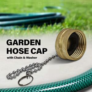 Supply Giant H69-56DX-10 Garden Hose Cap W/Chain & Washer, 3/4" FH, Brass 10 Pack