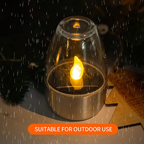 WAGJIER,6PCS,Solar Candles Outdoor Waterproof,Flameless Tea Lights,Garden Lantern Mini,Solar Rechargeable Battery Window Lights,for Garden and Living Room Cafe Decoration(White)