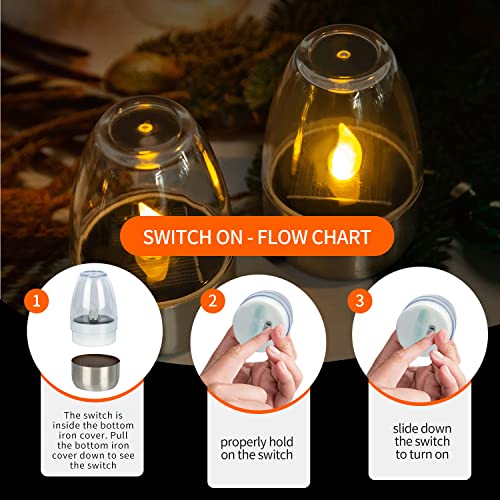 WAGJIER,6PCS,Solar Candles Outdoor Waterproof,Flameless Tea Lights,Garden Lantern Mini,Solar Rechargeable Battery Window Lights,for Garden and Living Room Cafe Decoration(White)