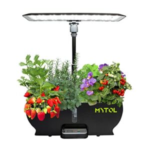 9 pods hydroponics growing system, mytol herb garden kit indoor with 24w 96 led grow light, smart quiet automatic water pump, automatic timer, height & angle adjustable for vegetables, flowers, fruits