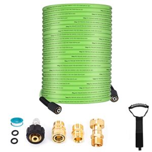 pressure washer hose 1/4″, kink free swivel m22 14mm thread high pressure replacement hose, flexible extension hose with 3/8 quick connect adapters for power washing, 4000 psi
