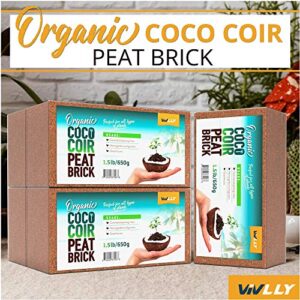 Compressed Coco Coir, 5 Pack Organic Coconut Coir, 1.4 Lbs Coco Coir Brick, Coconut Soil with Low EC & pH Balance, Coco Fiber for Herbs & Flowers, High Expansion, Renewable Coconut Soil for Planting