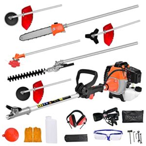 datingday 52cc 6 in 1 gas petrol hedge trimmer brush cutter chainsaw multifunctional for garden