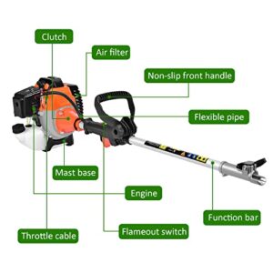 DatingDay 52cc 6 in 1 Gas Petrol Hedge Trimmer Brush Cutter Chainsaw Multifunctional for Garden