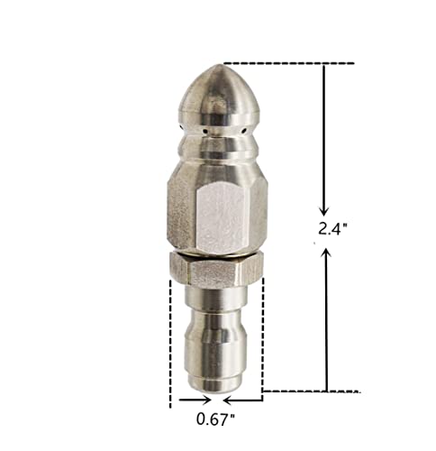 Millie Pressure Washer Sewer Jetter Nozzle with Stainless Steel, Mini Compact Durable Sewer Jet Nozzle,Pressure Drain Jetter Hose Nozzle,1/4'' Quickly Connector, 5000 PSI (1 Set)