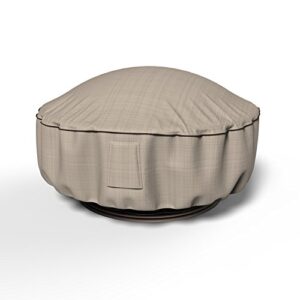 budge p9a15pm1 english garden fire pit cover heavy duty and waterproof, firepit, tan tweed