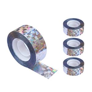 ifealclear bird reflective scare tape, dual-sided pigeon scare tapes for garden, farm, 262ft x 4roll reflective scare tape outdoor to keep away woodpecker, blackbirds, grackles, herons (4 pack)