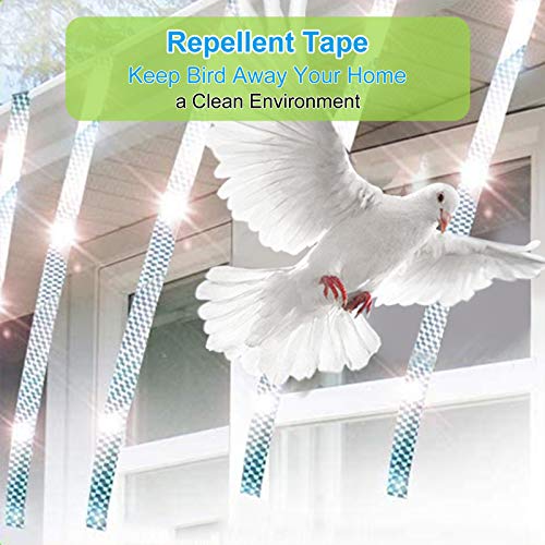 iFealClear Bird Reflective Scare Tape, Dual-Sided Pigeon Scare Tapes for Garden, Farm, 262ft x 4Roll Reflective Scare Tape Outdoor to Keep Away Woodpecker, Blackbirds, Grackles, Herons (4 Pack)