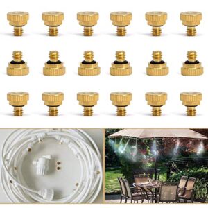 RuoFeng Mister Nozzles Brass For Outdoor Cooling System Low-Pressure Atomizer 22 pcs Orifice 0.008" (0.2 mm) 10-24 UNC