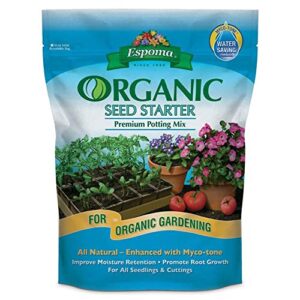 espoma organic 16 quart seed starter and root growth with myco-tone water and moisture retainer premium potting mix