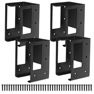 MOFEEZ Outdoor Firewood Log Storage Rack 2x4 Bracket Kit, Fireplace Wood Storage Holder, Adjustable to Any Length - Bright Black, Two Bases