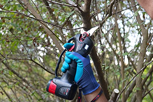 KOMOK Electric Pruning shears, Professional Cordless Battery Powered Pruning Shears Tree Branches Cutter with LED Display, 1"/25mm Cutting Diameter, 6-8 Working Hours