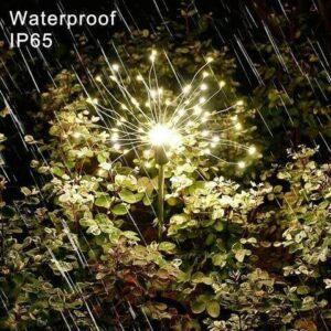 Waterproof Solar Garden Fireworks Lamp,2023 Creative DIY Outdoor LED Lights IP65 Waterproof Path Lawn Decor for Swimming Pool Walkway Pathway Backyard Lawn Landscape garden Patio (WHITE)