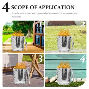 GANAZONO Stainless Steel Burning Bucket Metal Fireplace Ash Bucket Paper Money Burn Barrels for Home Yard Garden Silver