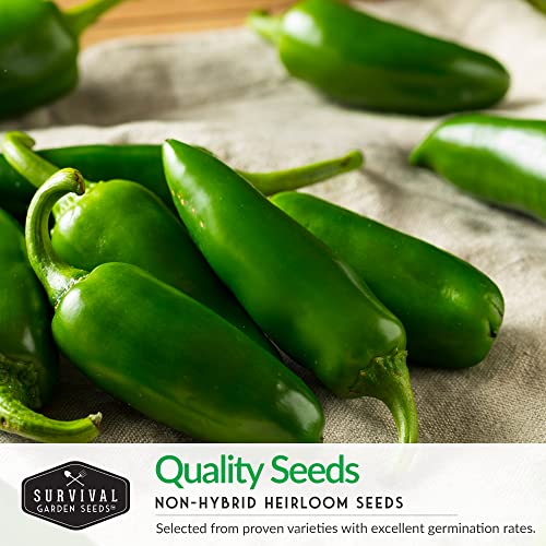 Survival Garden Seeds Pepper Collection Seed Vault - Non-GMO Heirloom Vegetable Seeds for Planting - Sweet and Hot Pepper - Jalapeño, Cayenne, California Wonder, Marconi Red Peppers