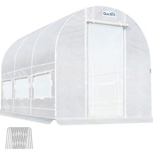 quictent 2 doors reinforced pe cover 12x7x7 ft portable greenhouse large walk-in green garden hot house(white)