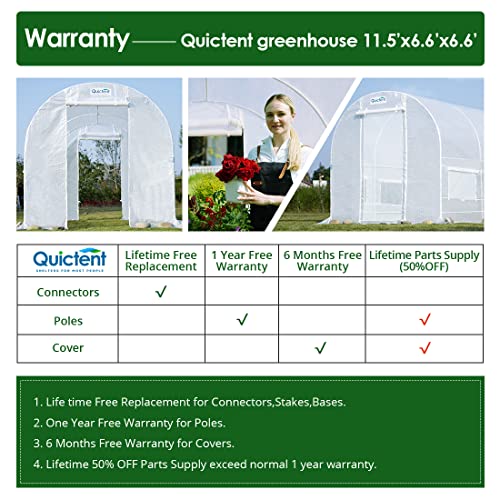 Quictent 2 Doors Reinforced PE Cover 12x7x7 FT Portable Greenhouse Large Walk-in Green Garden Hot House(White)