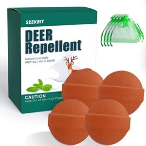 seekbit 4 pack deer repellent | rabbit repellent | deer rodent chipmunk deterrent for tree, plant | deer repellent deer off away from garden, yard, lawn, garage | waterproof long lasting outdoor
