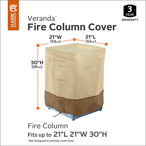 Classic Accessories Veranda Water-Resistant 21 Inch Outdoor Fire Column Cover, Patio Furniture Covers