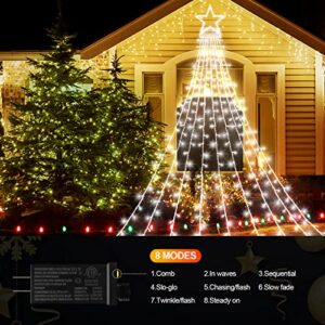 Outdoor Christmas Decorations 344 LED Star Lights Easy Installation & Waterproof Christmas Lights 8 Modes Christmas Tree Lights for Xmas Tree Home Wedding Thanksgiving Party Holiday Wall Garden