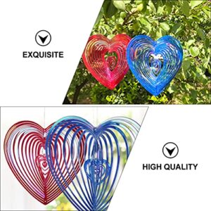 YARDWE 2pcs Heart Wind Spinner Bird Blinder Pinwheels Bird Deterrent Hanging Spinners to Keep Birds Away for Yard Garden