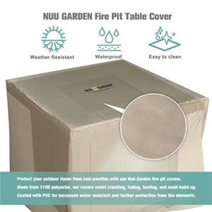 Nuu Garden 34 Inch Patio Gas Fire Pit Cover Square-Waterproof 210D Heavy Duty Fabric with PVC Coating For Outside