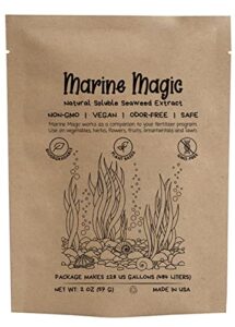 seaweed extract for plants by marine magic | 100% organic soluble seaweed fertilizer makes 128 gallons (484 l) kelp liquid feed for plants