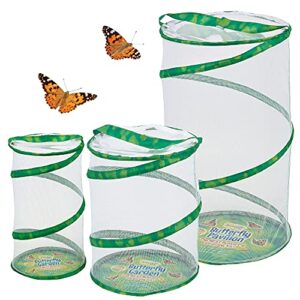 insect lore – 3 pack butterfly habitat, pavilion, garden, and mini garden insect mesh cages, pop up terrarium