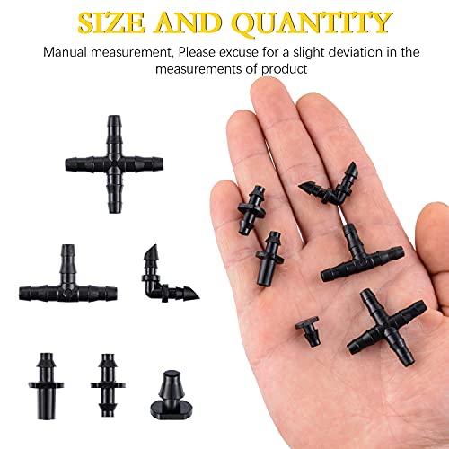 280 Pcs Barbed Connectors Irrigation Fittings Kit,Drip Irrigation Barbed Connectors 1/4''Tubing Fittings Kit for Flower Pot Garden Lawn(Straight Barbs,Single Barbs,Tees,Elbows,End Plug,4-Way Coupling)