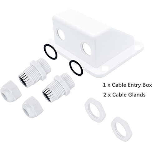 Witproton Waterproof Double Cable Entry Gland,UV Resistance Dual Cable Entry Housing for Rv, Boat,Camper (with 2 Cable Glands)