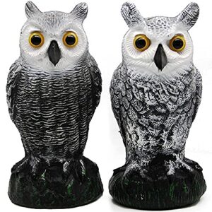 Hausse 2 Pack Fake Horned Owl | 3 Pack Bird Spiral Reflectors Silver Mylar Spinner