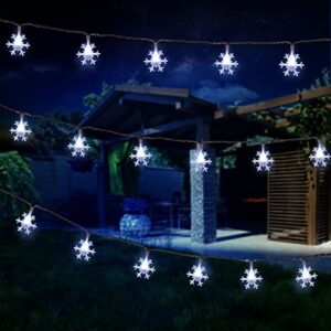 19.6 ft 40 LED White Snowflake String Lights Battery Powered Christmas Indoor Decorations, Waterproof Fairy Lights for Xmas Tree Garden Patio Bedroom Party Decor