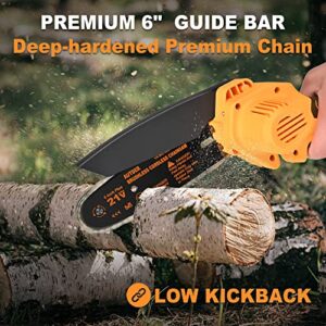 Mini Chainsaw 6-Inch,Electric Chainsaw-Battery Powered Cordless Chainsaw with Brushless Motor,21V Handheld Chainsaw for Outdoor Projects, Trimming, and Pruning