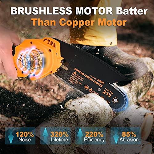 Mini Chainsaw 6-Inch,Electric Chainsaw-Battery Powered Cordless Chainsaw with Brushless Motor,21V Handheld Chainsaw for Outdoor Projects, Trimming, and Pruning