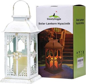 solar lantern outdoor hyacinth white decor antique metal and glass construction mission solar garden lantern indoor and outdoor solar hanging lantern entirely solar powered lantern of low maintenance