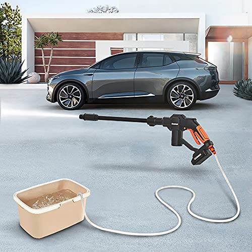 Portable Pressure Washer, 110V 60Hz Car Cordless Pressure Cleaning Machine with 12V Battery Pack and Multi-function Head 130PSI Portable Pressure Cleaner for Car, Home, Garden, Floor Clean (USA Stock)