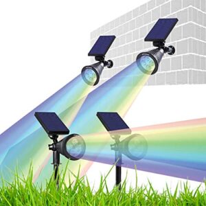 mtb garden solar spotlights, 2-in-1 colored adjustable 4 led wall/landscape solar lights with automatic on/off sensor, 2 pack